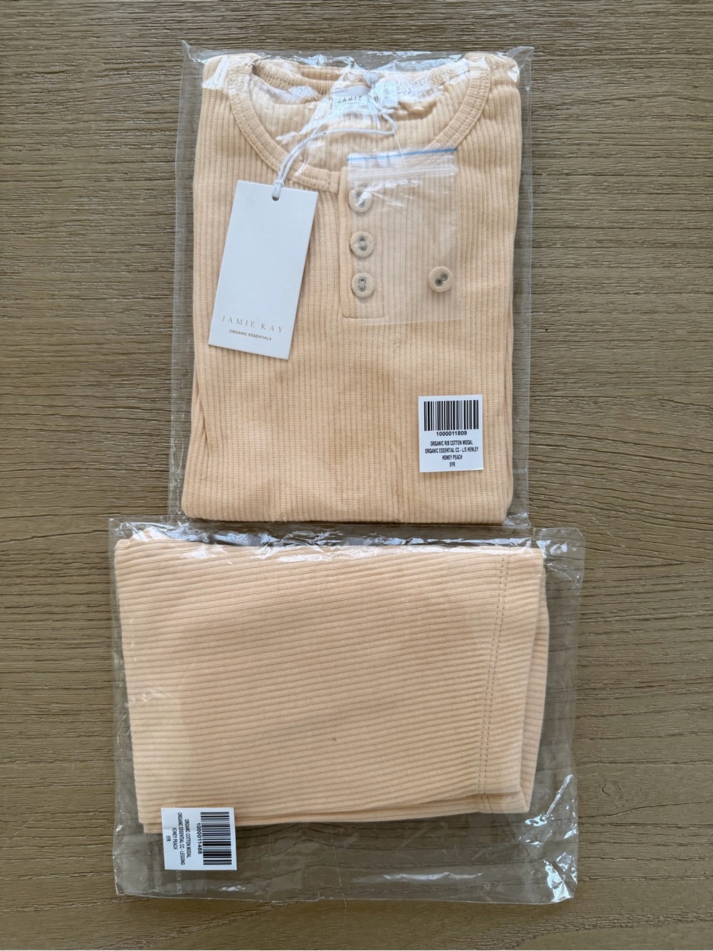 Jamie Kay Modal Essential Ribbed Henley Set in Honey Peach